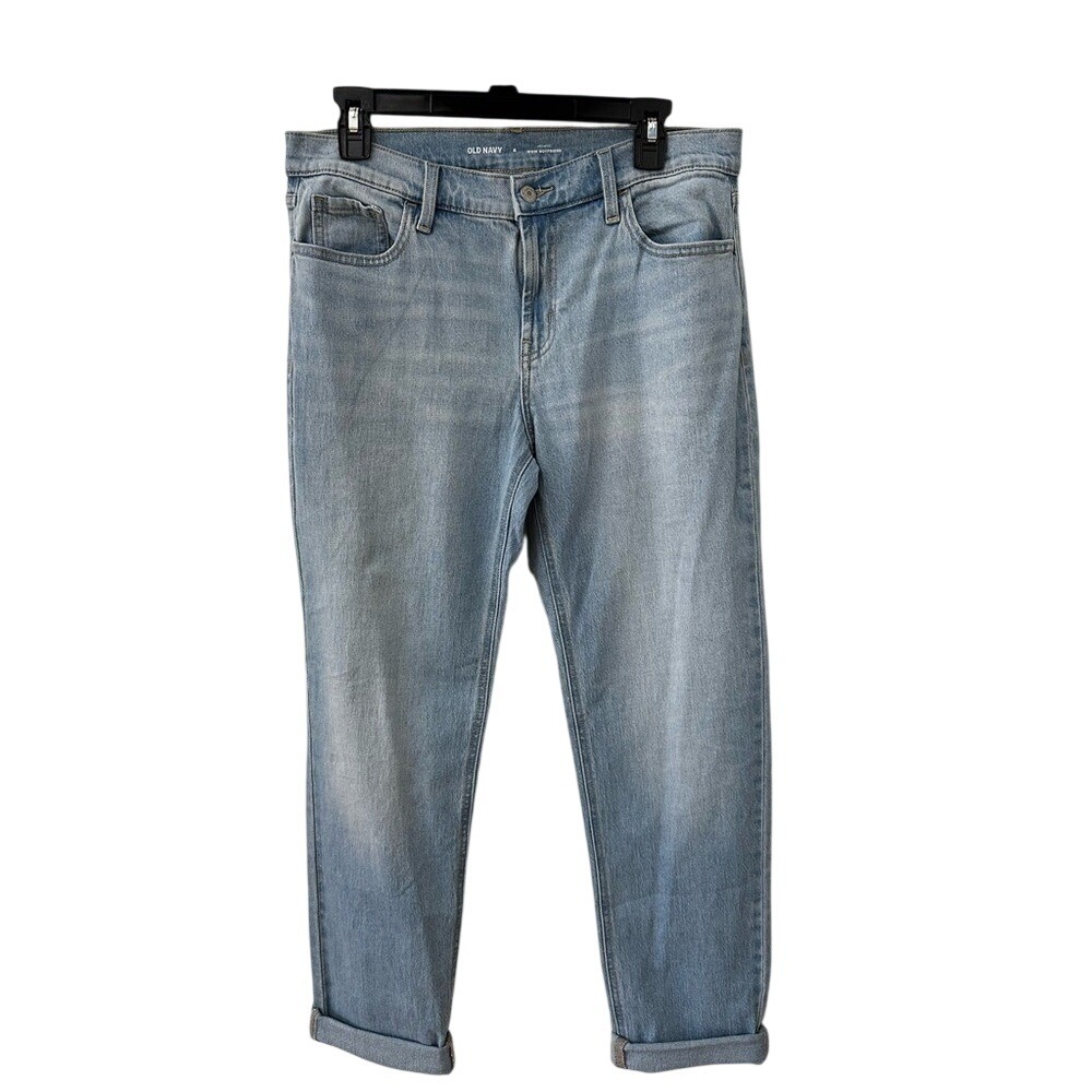 Old Navy‎ Wow Boyfriend Jeans 6 Light Wash Mid-Rise Straight Leg Denim